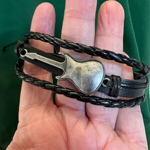 Paparazzi Black Braided Leather Bracelet